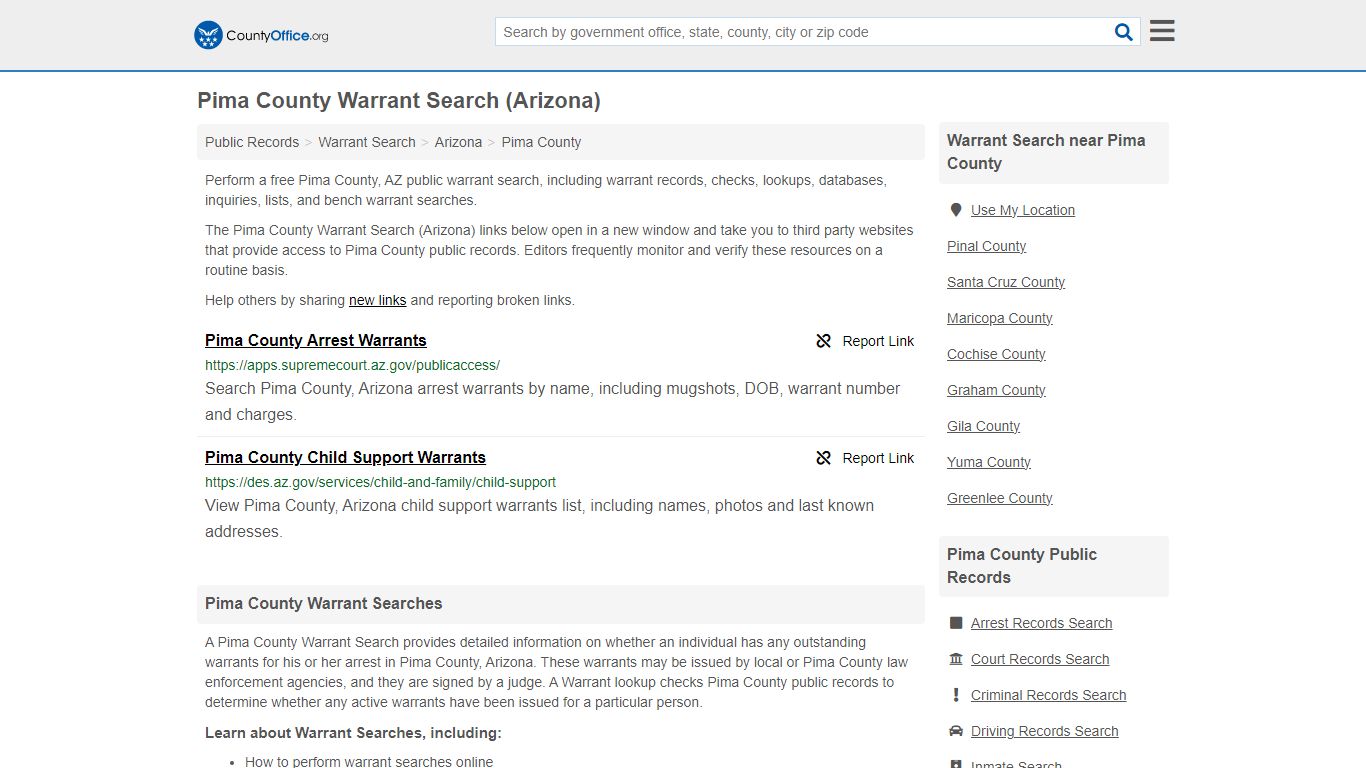 Warrant Search - Pima County, AZ (Warrant Checks & Lookups)